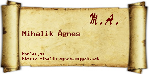 Mihalik Ágnes névjegykártya